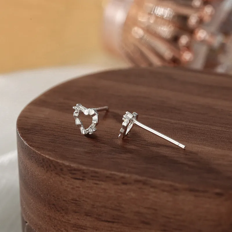Heart Grass 999 Fine Silver Stud Earrings Women's-4