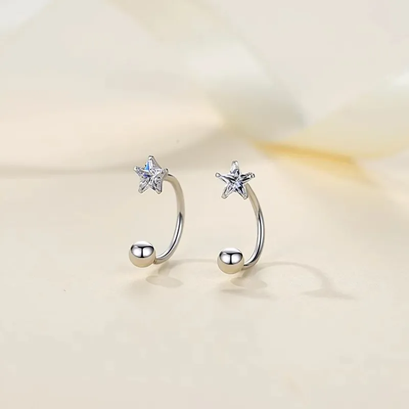 Heart Grass S925 Silver Stud Earrings Women's-1