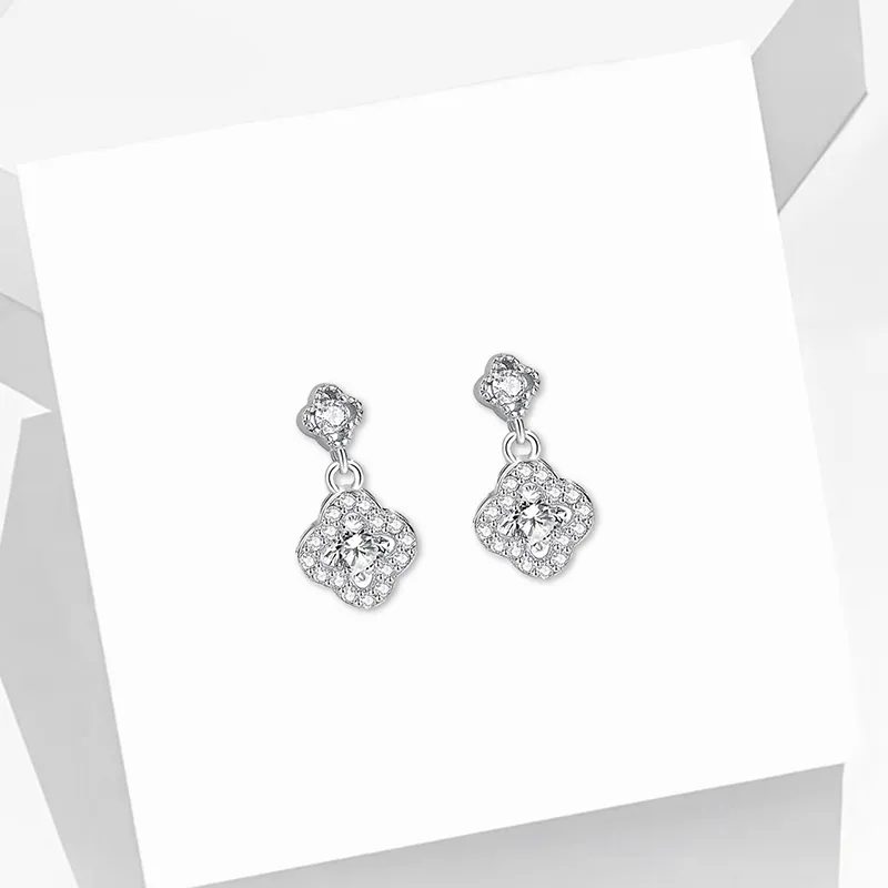 Heart Grass S925 Silver Stud Earrings Women's-1
