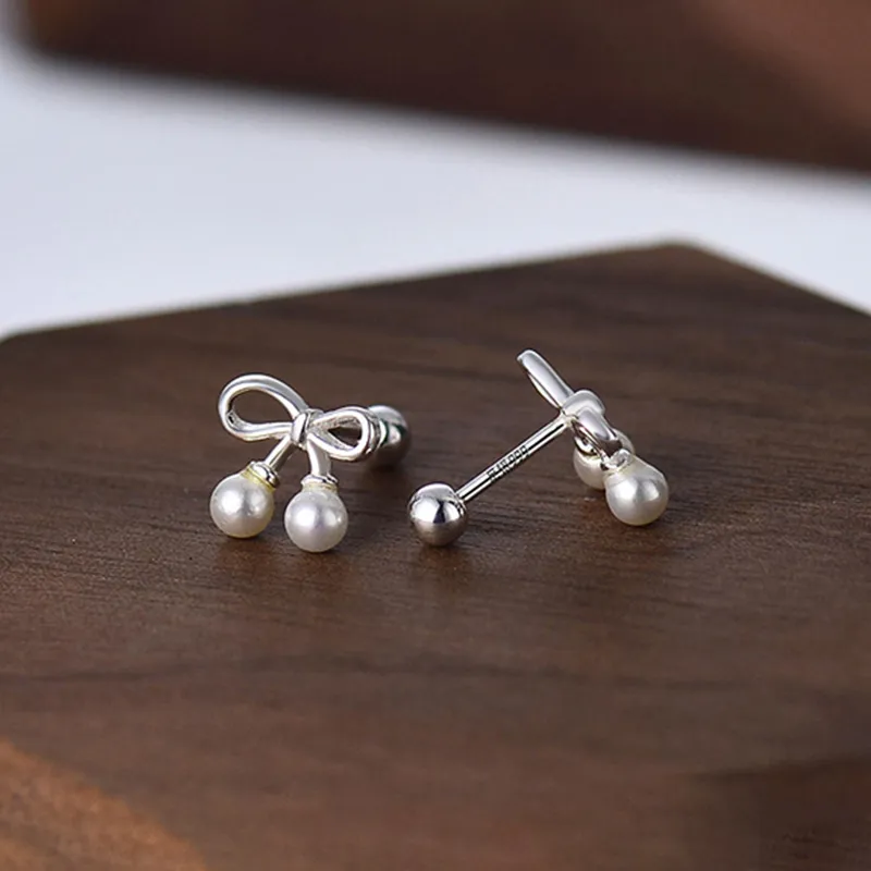 Heart Grass 999 Fine Silver Stud Earrings Women's-2