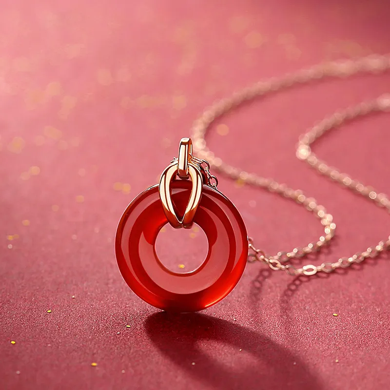 Heart Grass Agate Necklaces Women's-2