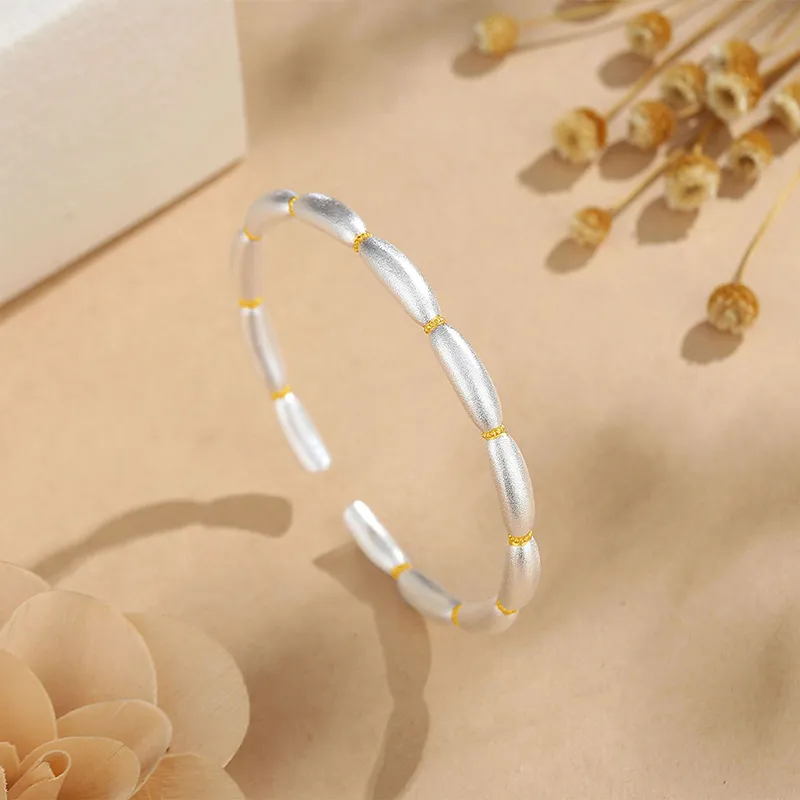 Heart Grass 999 Fine Silver Sterling Silver Bracelets Women's-2