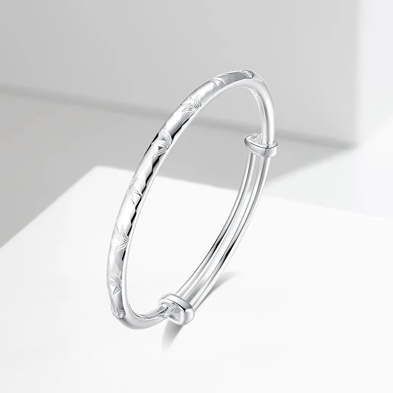 Heart Grass 999 Fine Silver Bangles Women's-1
