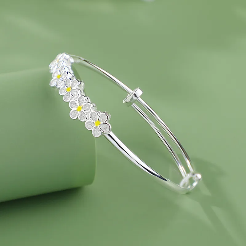 Heart Grass 999 Fine Silver Bangles Women's-3