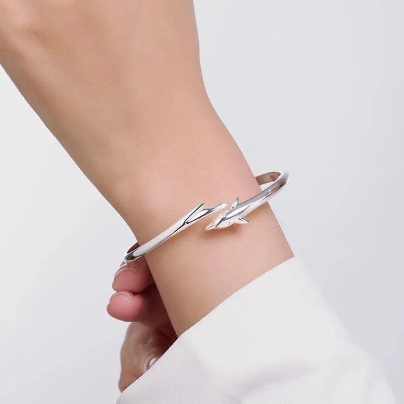 Heart Grass 999 Fine Silver Bangles Women's-3