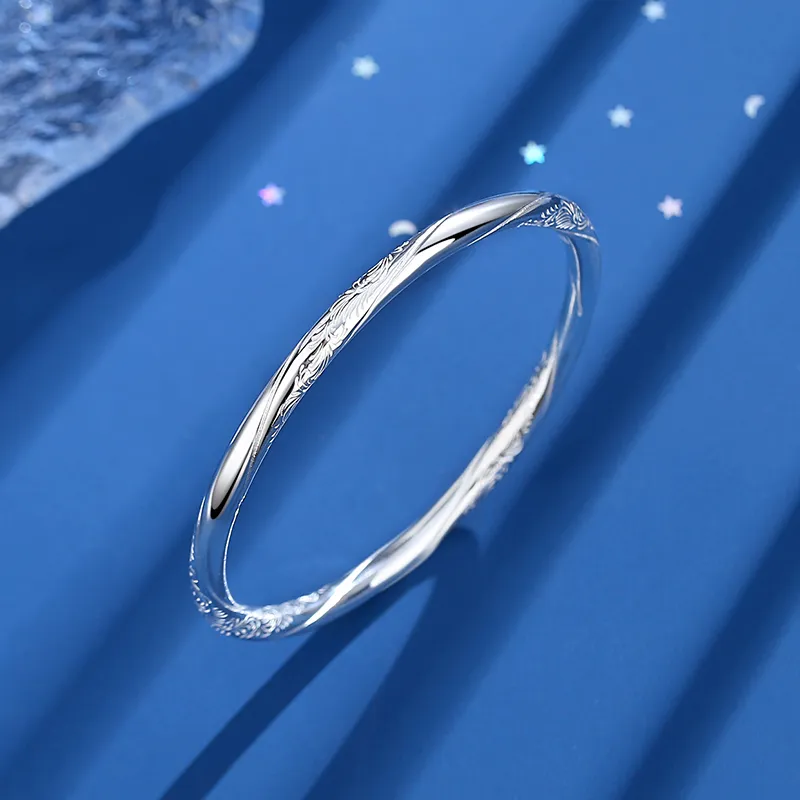 Heart Grass 999 Fine Silver Sterling Silver Bracelets Women's-2
