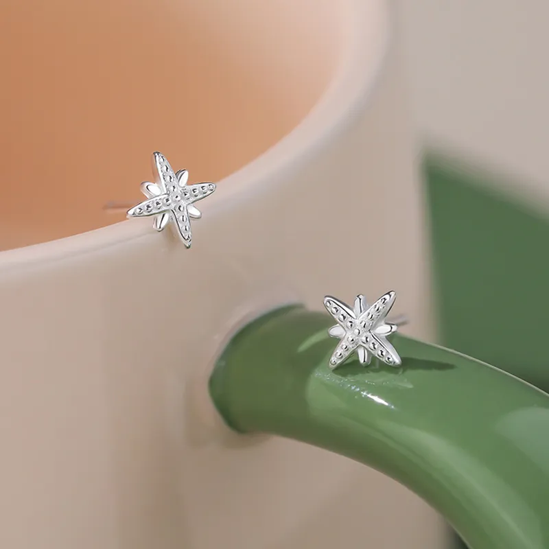 Heart Grass 999 Fine Silver Stud Earrings Women's-2