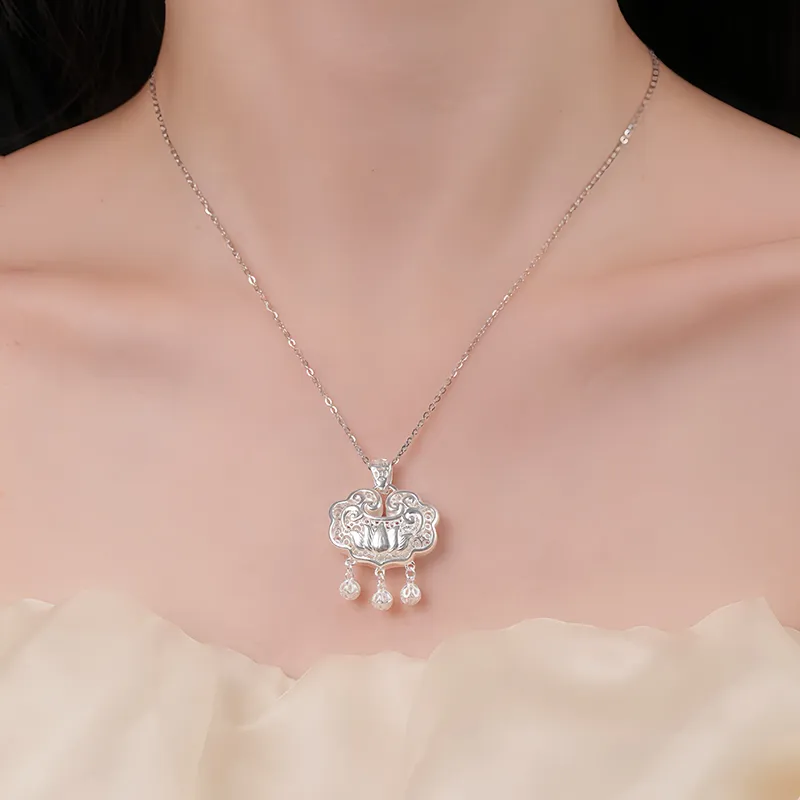 Heart Grass 999 Fine Silver Necklaces Women's-3