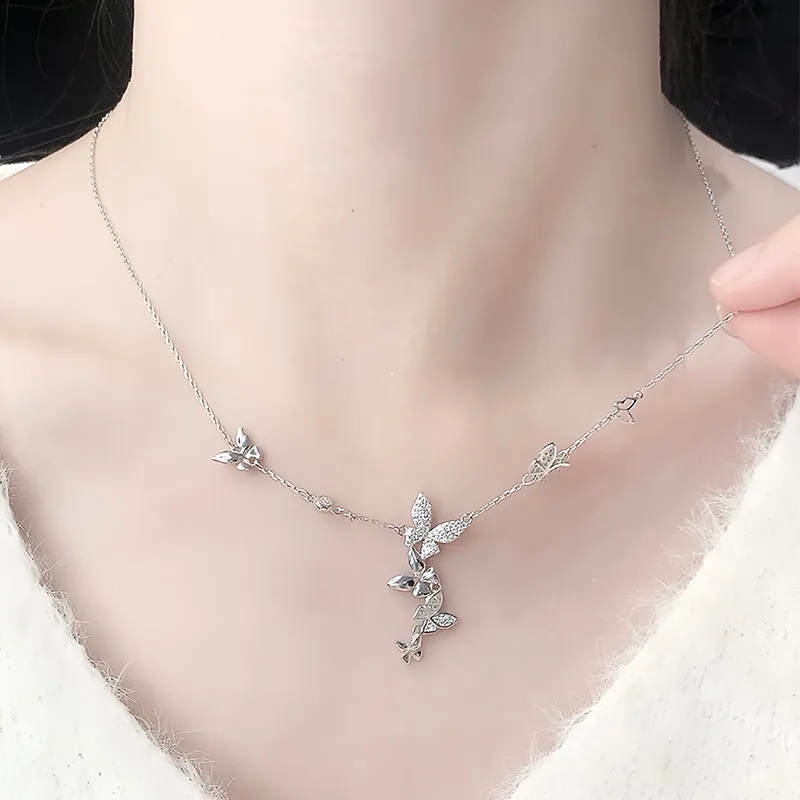 Heart Grass S925 Silver Necklaces Women's-4