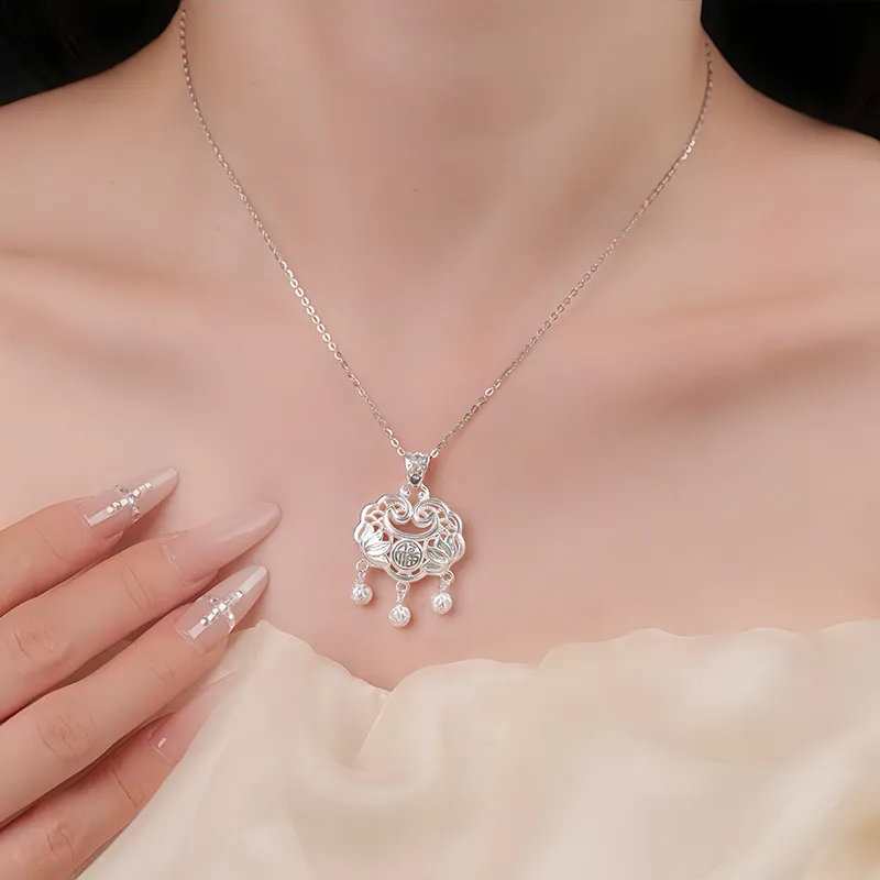 Heart Grass 999 Fine Silver Necklaces Women's-4