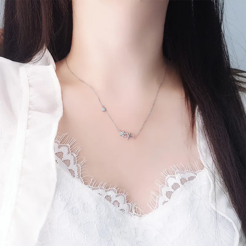 Heart Grass S925 Silver Necklaces Women's-3