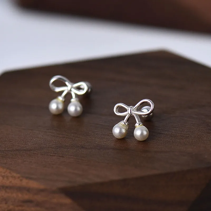 Heart Grass 999 Fine Silver Stud Earrings Women's-1