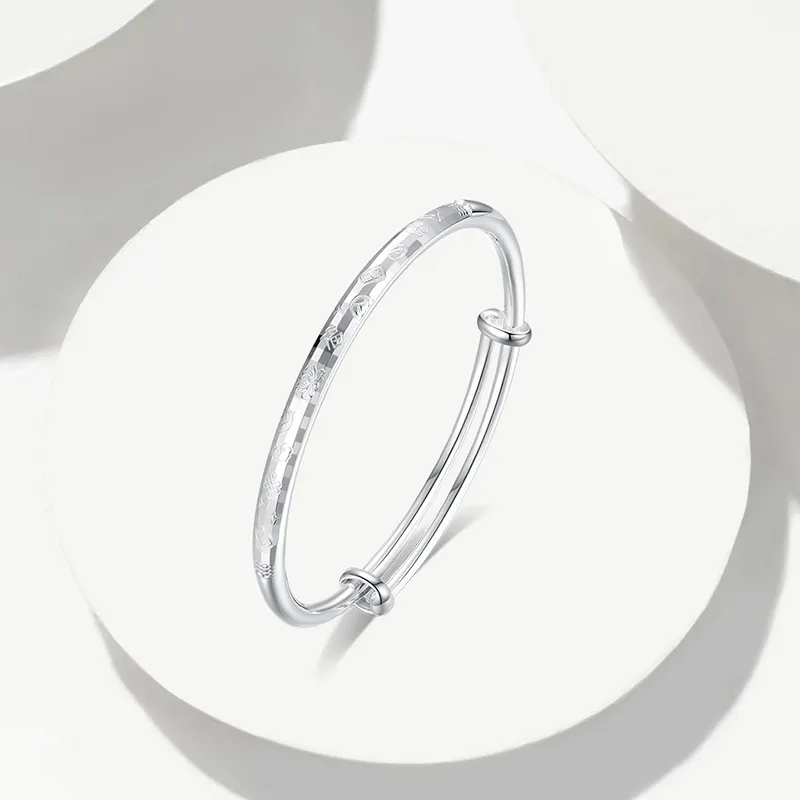 Heart Grass 999 Fine Silver Bangles Women's-2