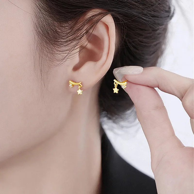 Heart Grass S925 Silver Stud Earrings Women's-3