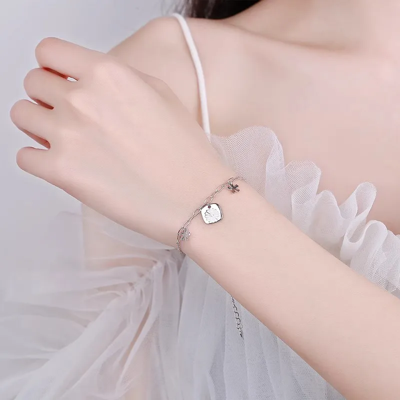 Heart Grass S925 Silver Bracelets Women's-3