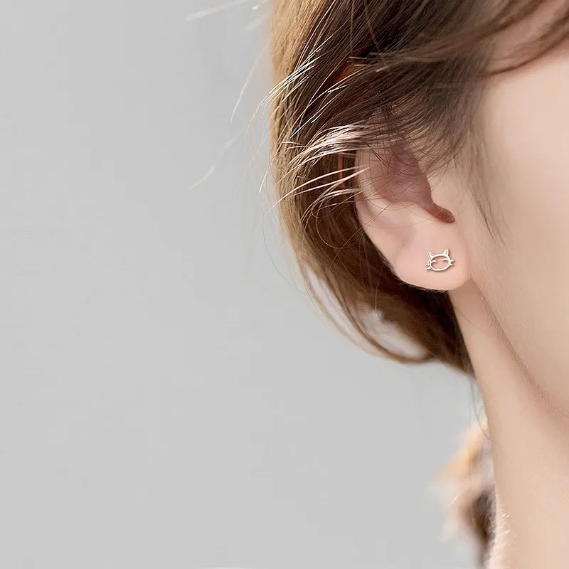 Heart Grass S925 Silver Stud Earrings Women's-3