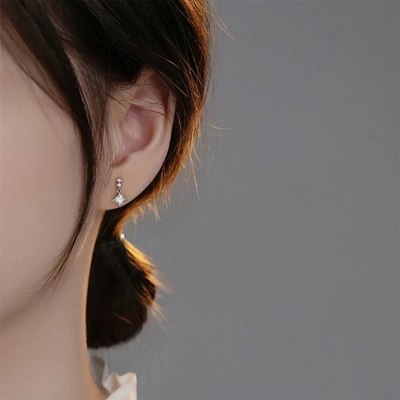 Heart Grass S925 Silver Stud Earrings Women's-3