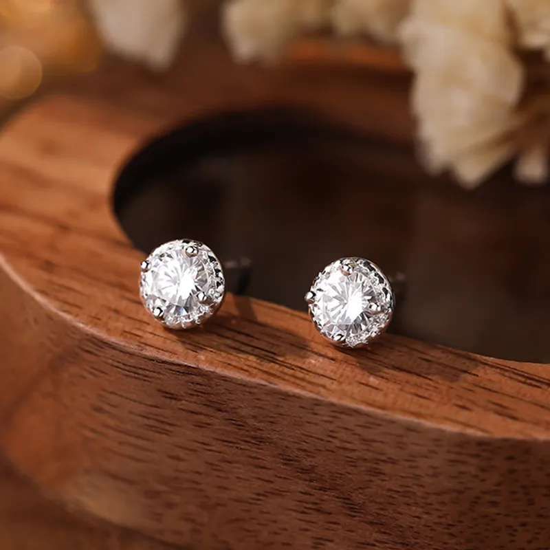 Heart Grass 999 Fine Silver Stud Earrings Women's-1