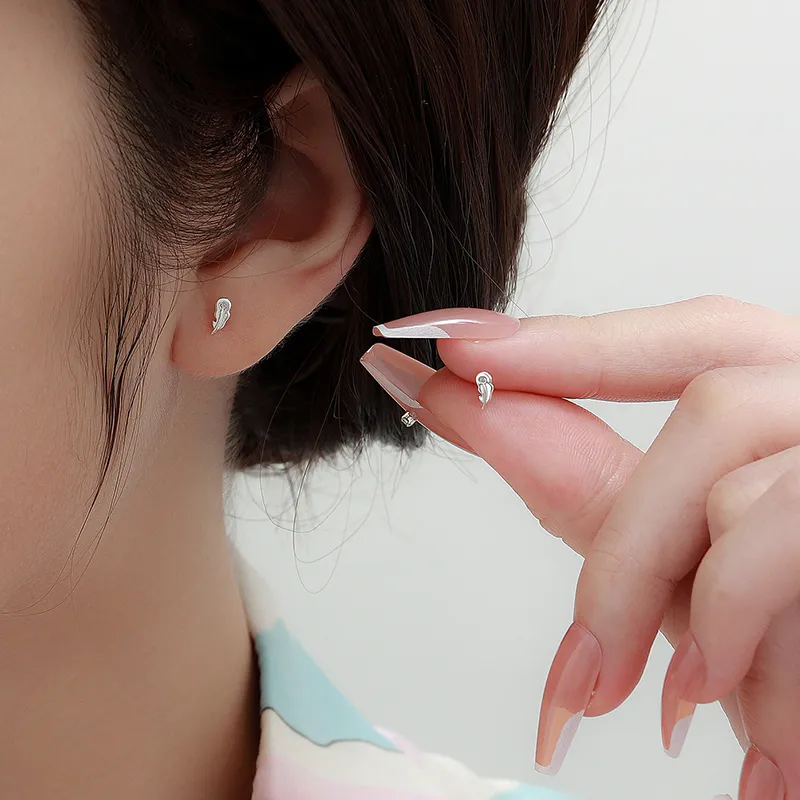 Heart Grass 999 Fine Silver Stud Earrings Women's-3