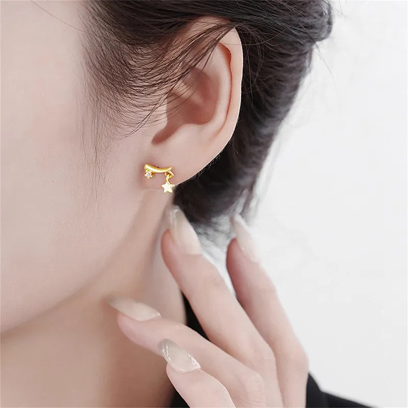 Heart Grass S925 Silver Stud Earrings Women's-4