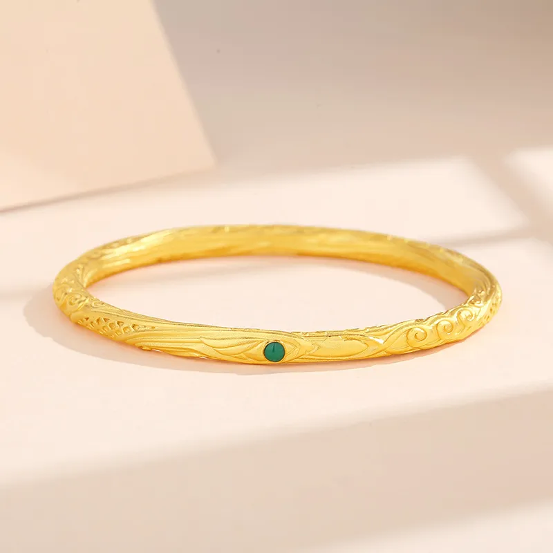 Heart Grass 999 Fine Silver Bangles Women's-1