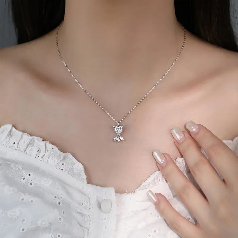 Heart Grass S925 Silver Necklaces Women's-3
