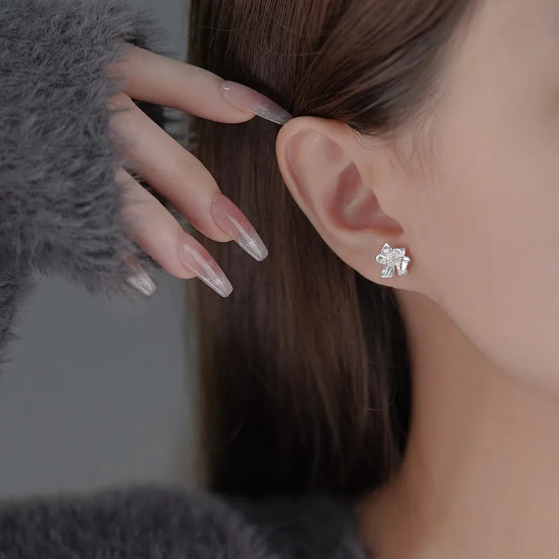 Heart Grass 999 Fine Silver Stud Earrings Women's-3