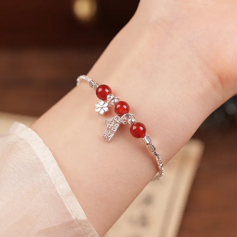 Heart Grass S925 Silver Bracelets Women's-3