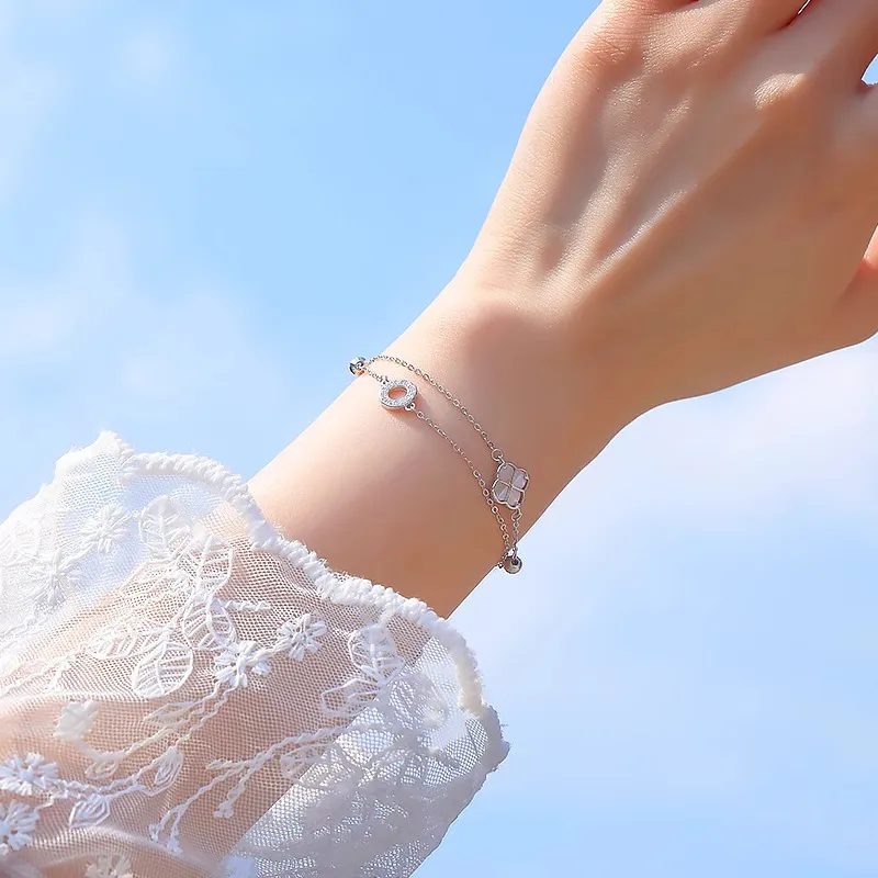 Heart Grass S925 Silver Bracelets Women's-3