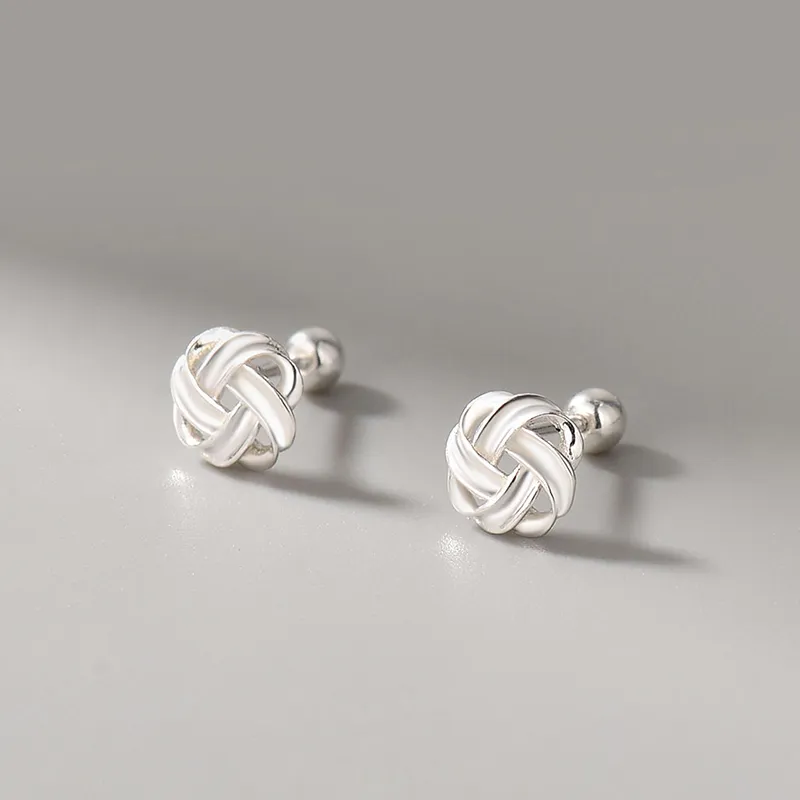 Heart Grass 999 Fine Silver Stud Earrings Women's-1