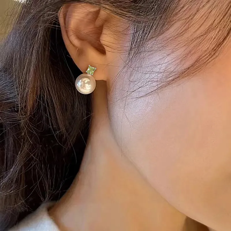 Heart Grass S925 Silver Stud Earrings Women's-3