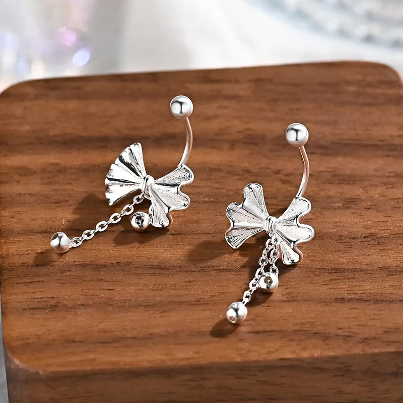 Heart Grass 999 Fine Silver Earrings Women's-2