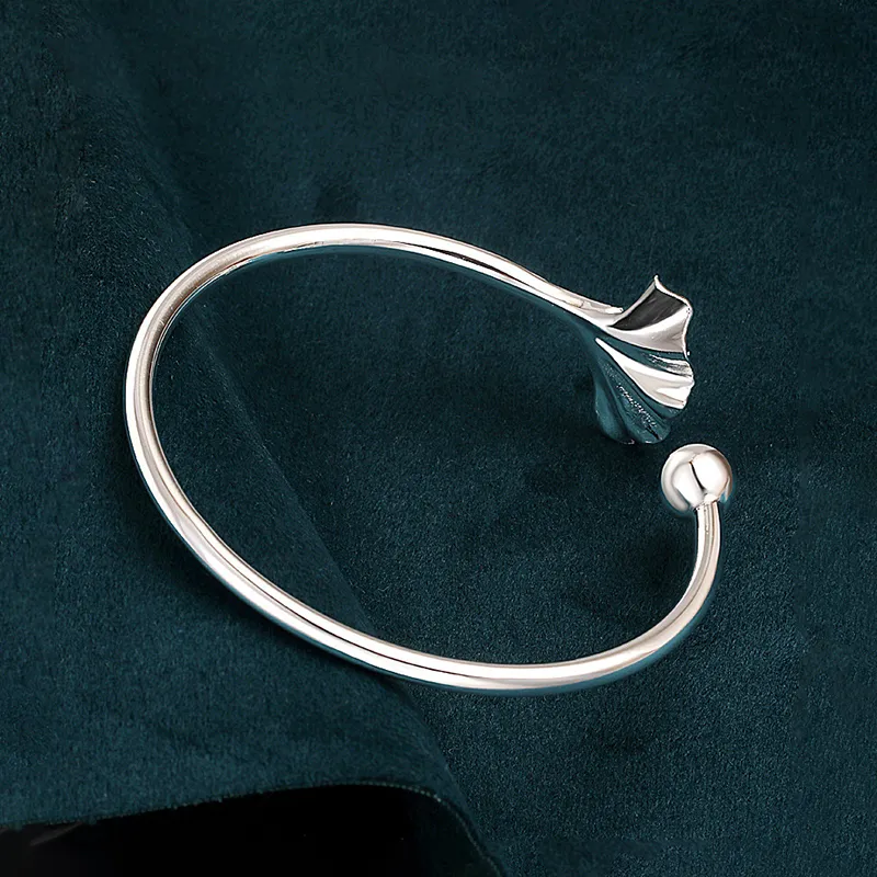 Heart Grass 999 Fine Silver Bangles Women's-4