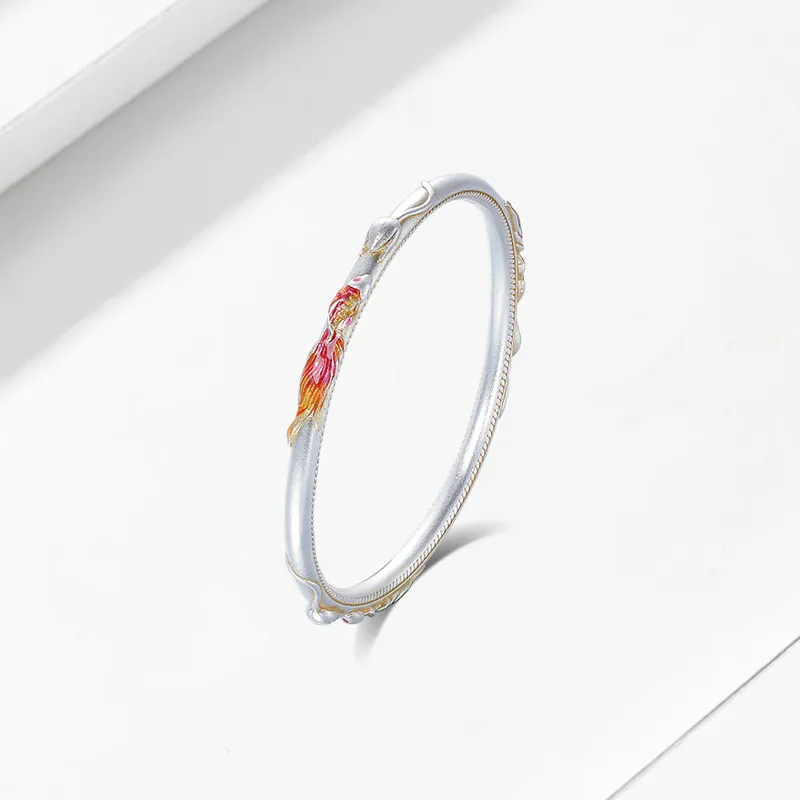 Heart Grass 999 Fine Silver Bangles Women's-1