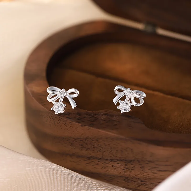 Heart Grass 999 Fine Silver Stud Earrings Women's-1