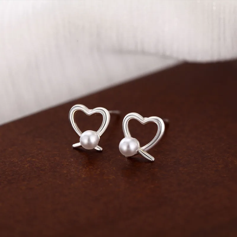 Heart Grass 999 Fine Silver Stud Earrings Women's-4