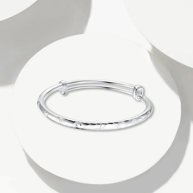 Heart Grass 999 Fine Silver Bangles Women's-3