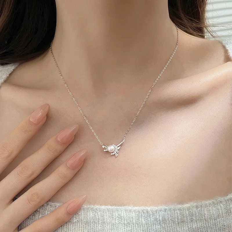 Heart Grass 925 Sterling Silver Necklaces Women's-3