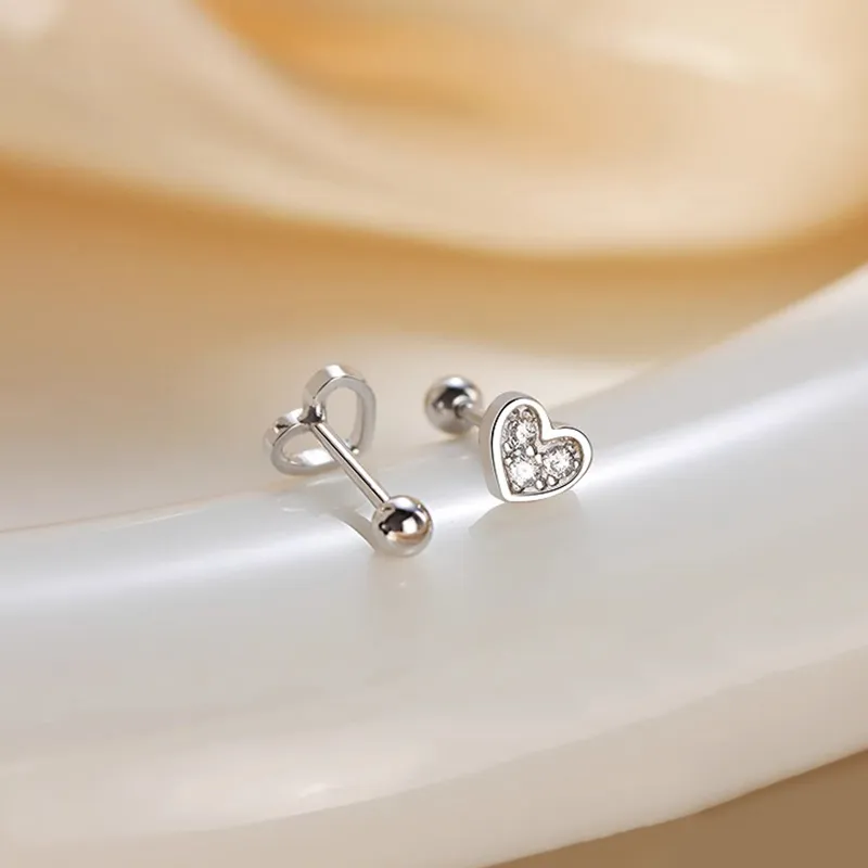 Heart Grass 999 Fine Silver Stud Earrings Women's-2