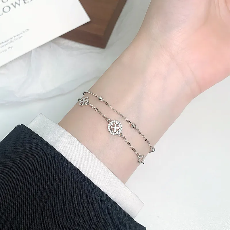 Heart Grass S925 Silver Bracelets Women's-3