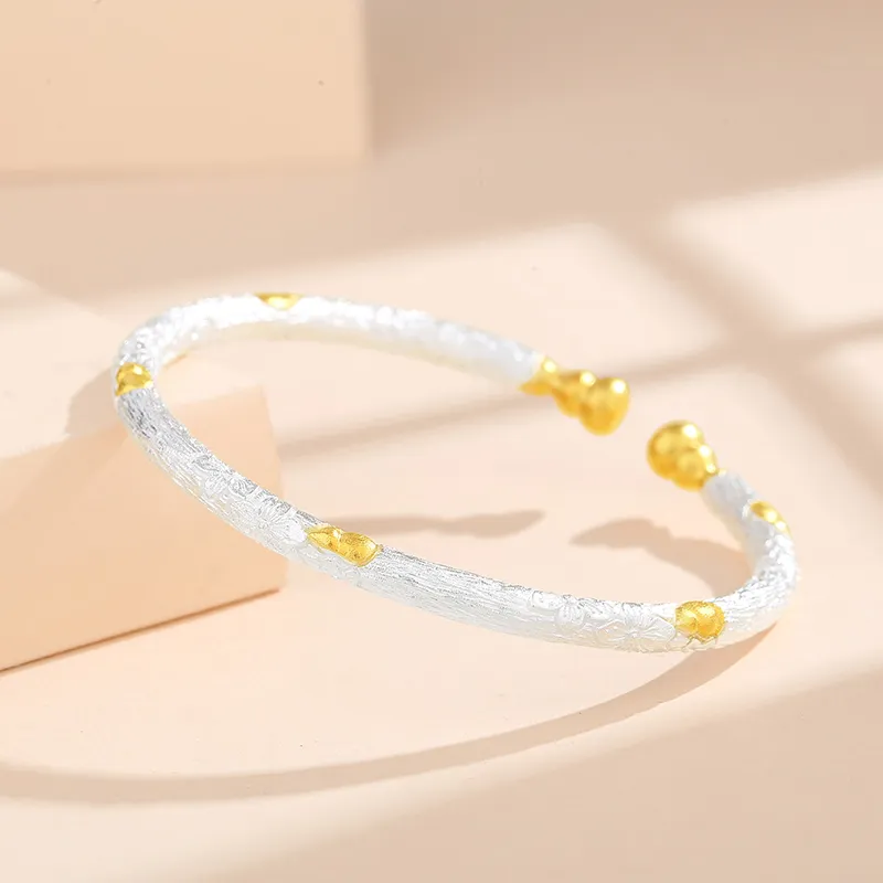 Heart Grass 999 Fine Silver Bangles Women's-6