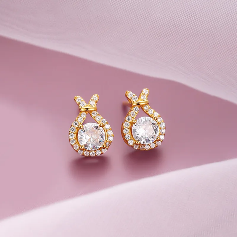 Heart Grass S925 Silver Stud Earrings Women's-2
