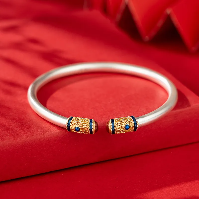 Heart Grass 999 Fine Silver Bangles Women's-2