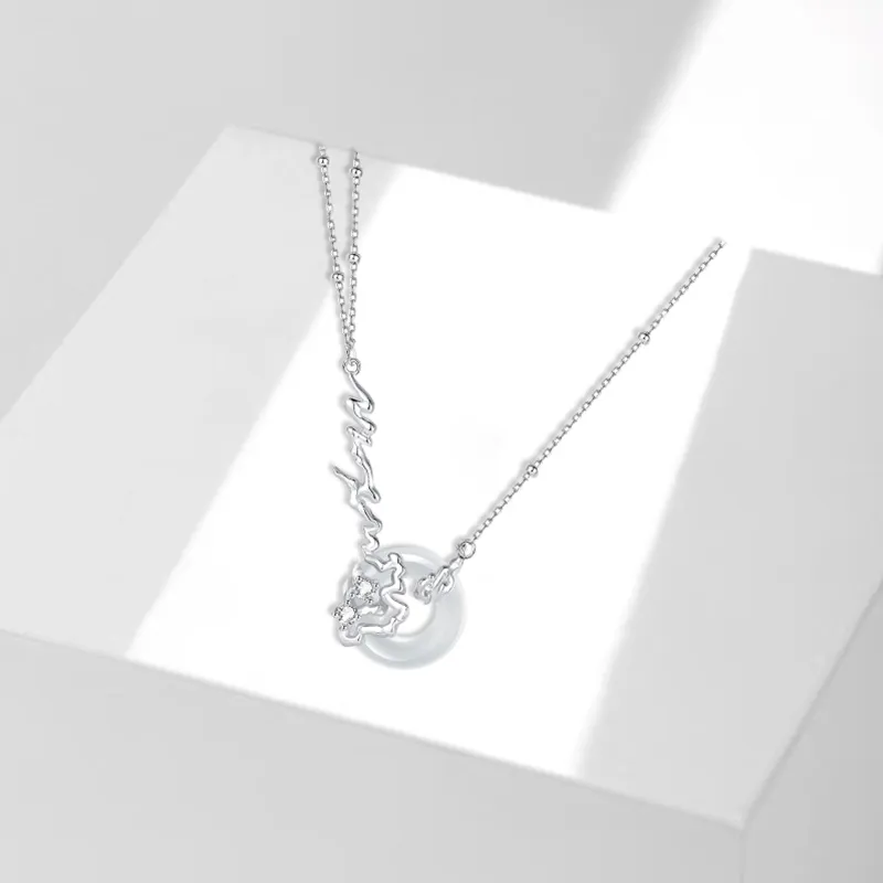 Heart Grass Chalcedony Jade Necklaces Women's-2