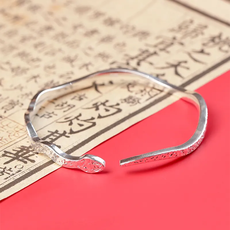 Heart Grass 999 Fine Silver Bangles Women's Silver-3