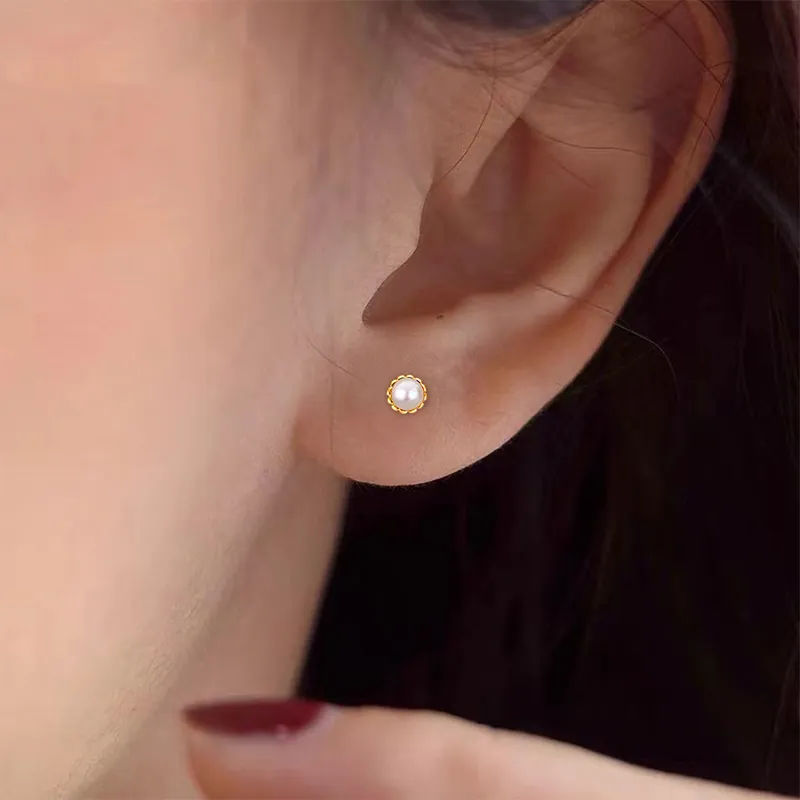 Heart Grass S925 Silver Stud Earrings Women's-3
