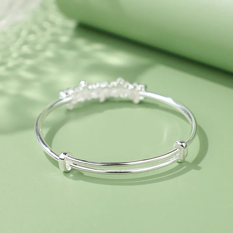 Heart Grass 999 Fine Silver Bangles Women's-4