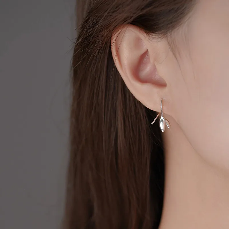 Heart Grass 999 Fine Silver Earrings Women's-3