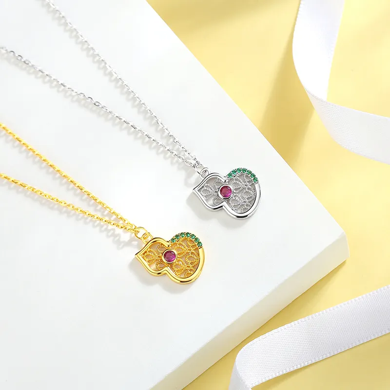 Heart Grass S925 Silver Necklaces Women's-6
