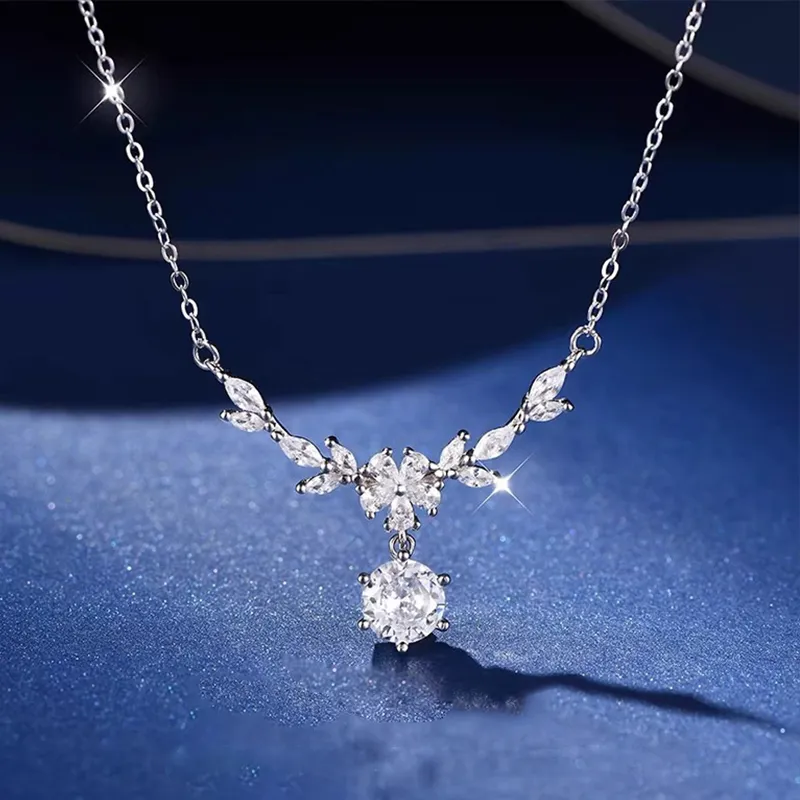 Heart Grass S925 Silver Necklaces Women's-1
